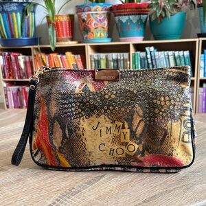 Jimmy Choo Multicolor Coated Canvas Clutch